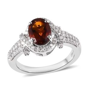 Premium Brazilian Cherry Citrine & Genuine Moissanite Ring